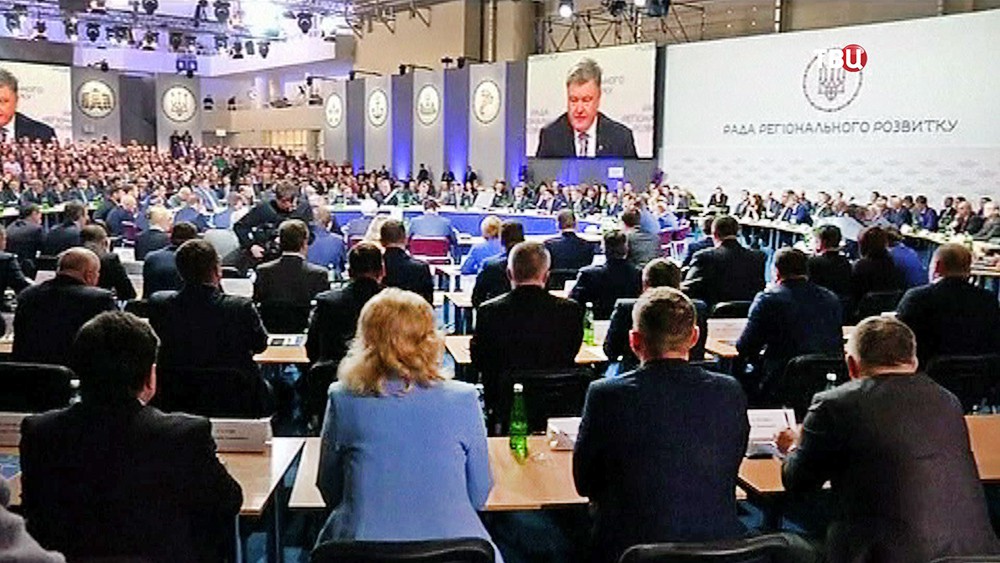 Президент Украины Пётр Порошенко выступает на заседании Совета регионального развития