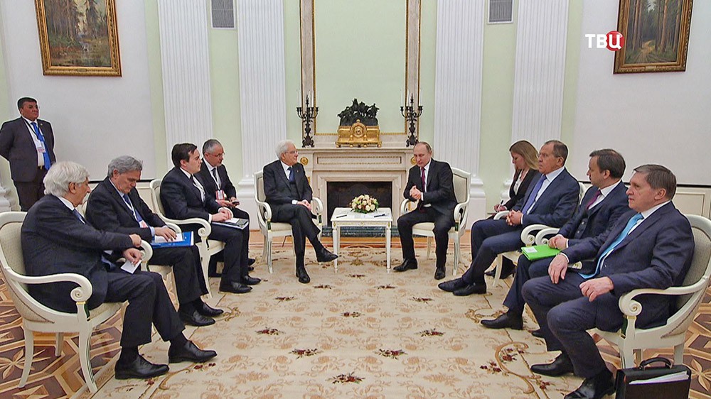 Президент России Владимир Путин и президент Италии Серджо Маттарелла