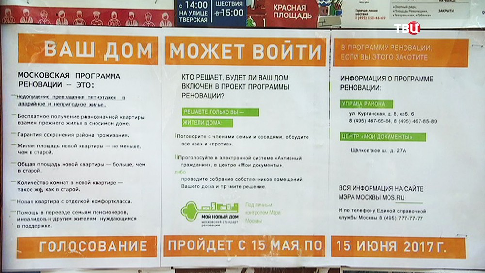 Голосование по программе реновации пятиэтажек в Москве