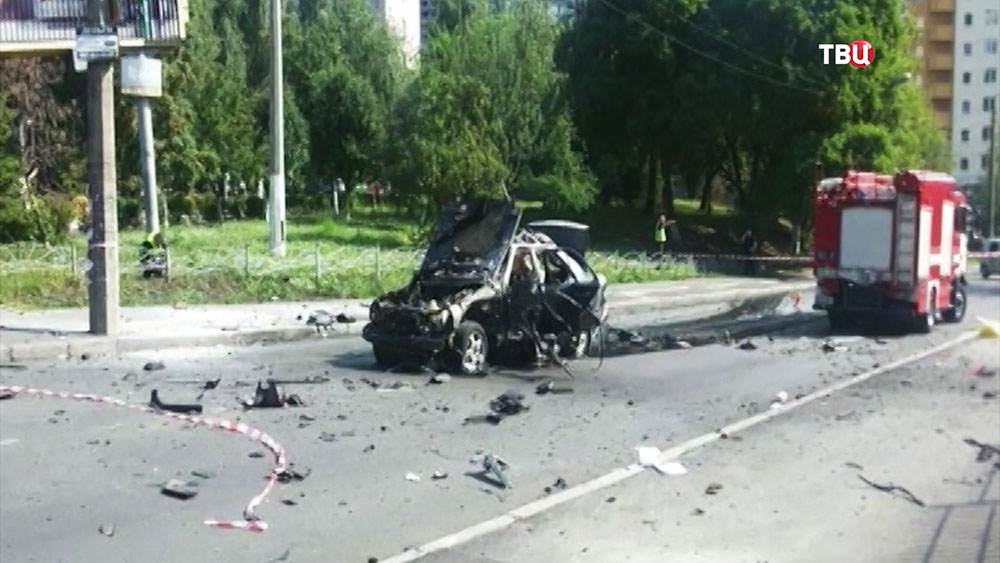 На месте взрыва автомобиля в Киеве 