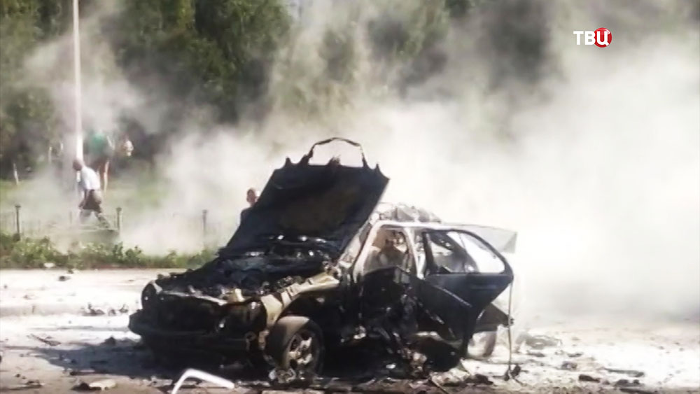 На месте взрыва автомобиля в Киеве 