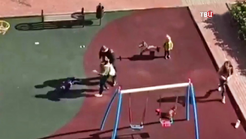 Женщина ударила ребенка ногой на детской площадке в Санкт-Петербурге
