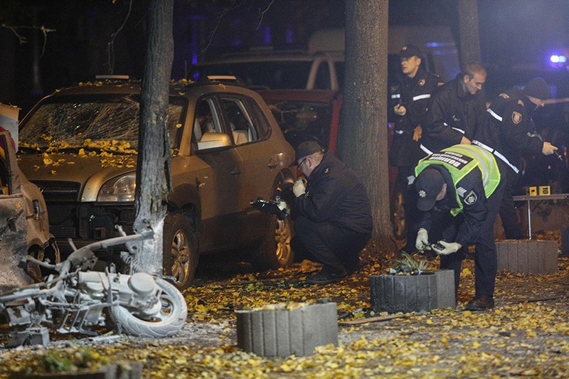 На месте взрыва в Киеве 