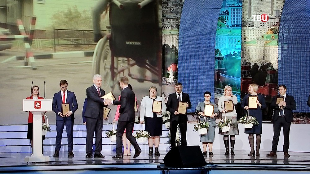 Мэр Москвы Сергей Собянин во время церемонии награждения
