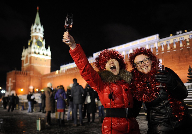 Жители Москвы встречают Старый Новый год на Красной площади