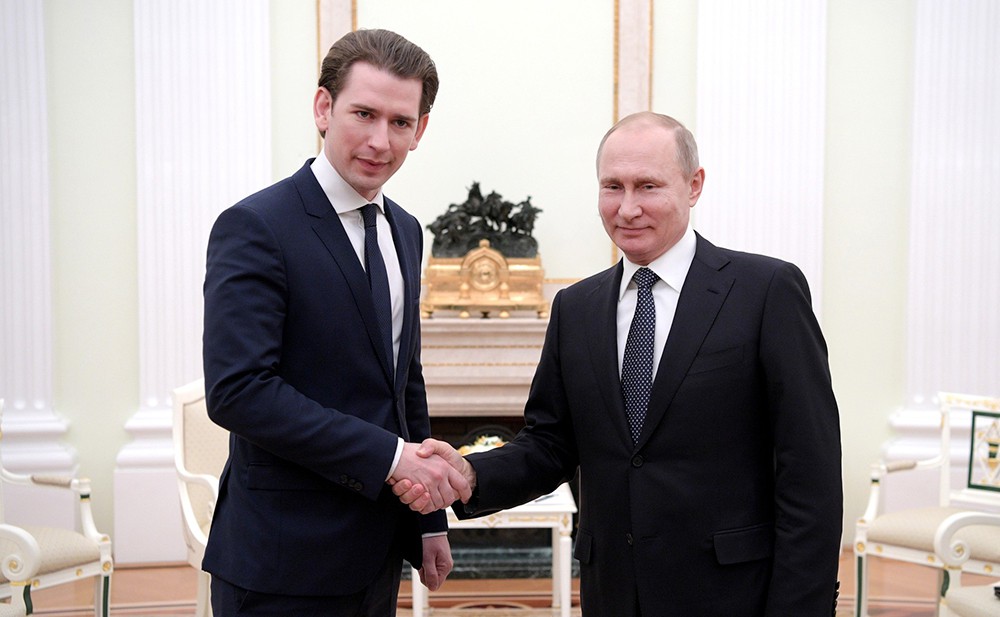 Президент России Владимир Путин и федеральный канцлер Австрии Себастьян Курц