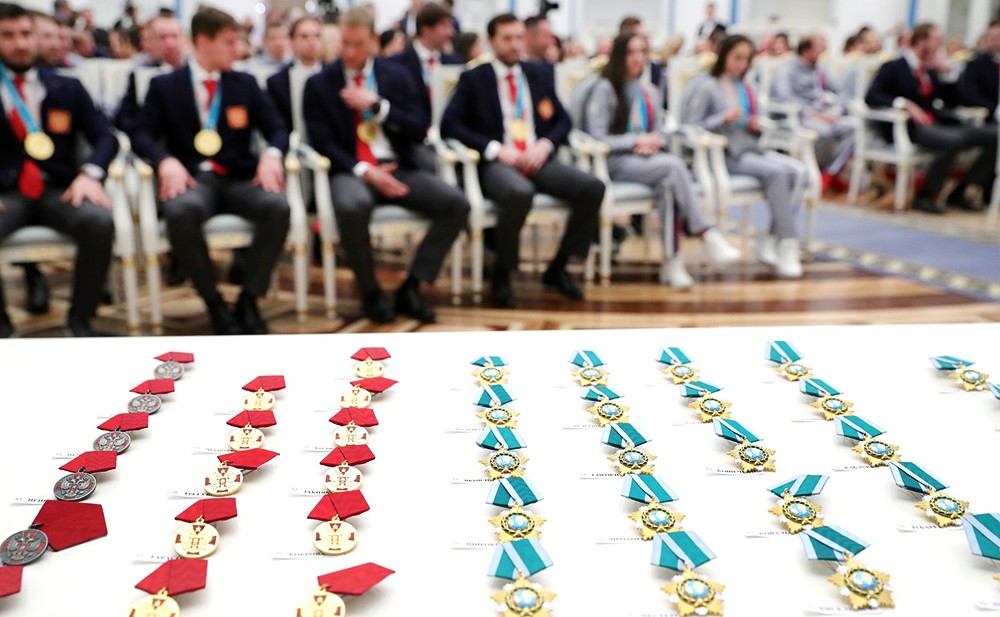 Церемония награждения российских олимпийцев в Кремле