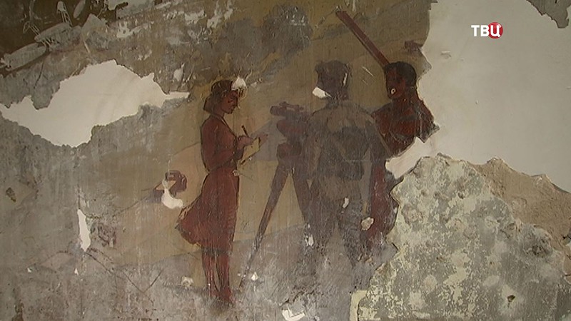 Фрагмент фрески с изображением комбайнера