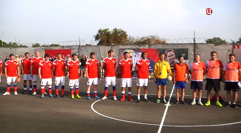 Звезды российского футбола на территории военно-морской базы в Тартусе в Сирии