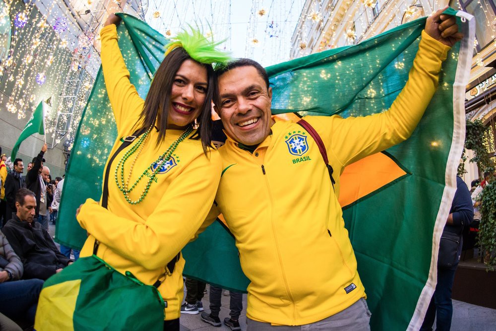 Болельщики Бразилии в центре Москвы