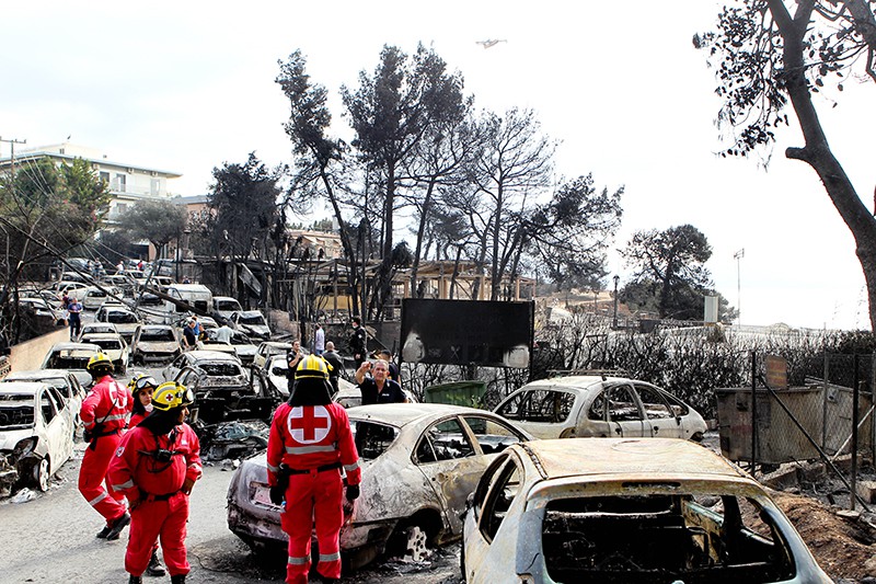 Последствия лесных пожаров в Греции 