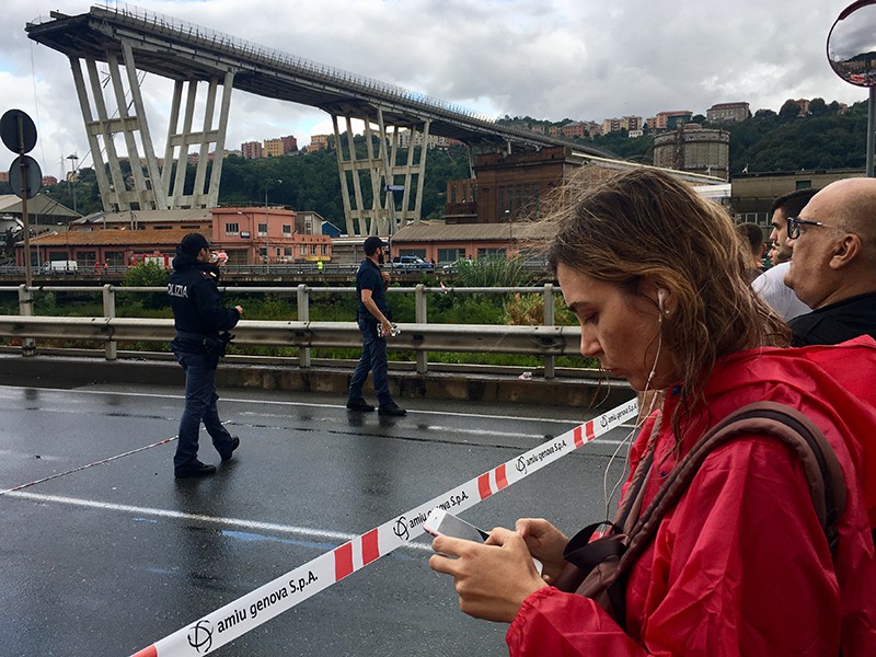 Обрушение моста в Генуе, Италия 