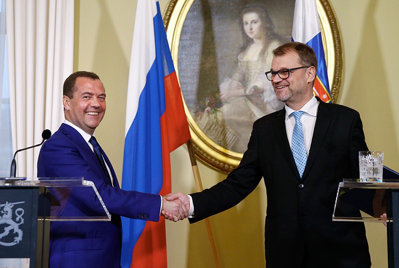 Председатель правительства РФ Дмитрий Медведев и премьер-министр Финляндии Юха Сипиля