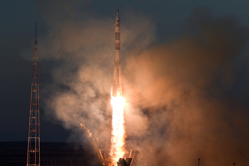 Старт ракеты-носителя "Союз-ФГ"