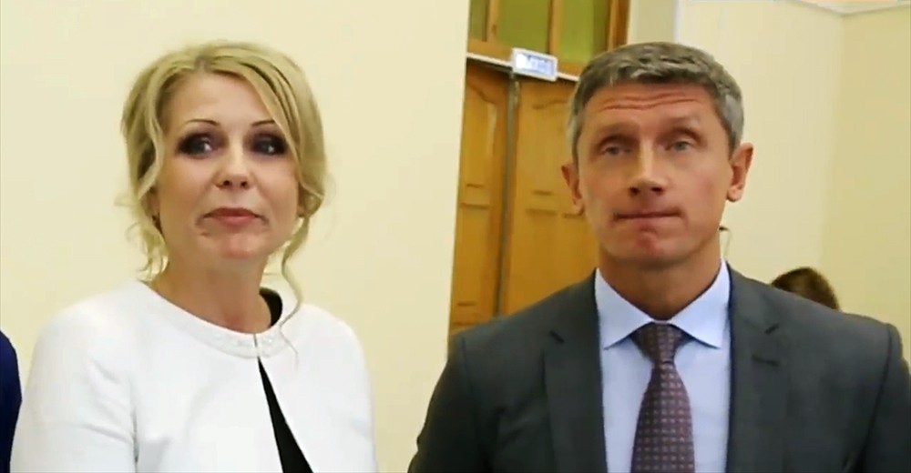 Людмила Лубская и Олег Шкуратов во время интервью 