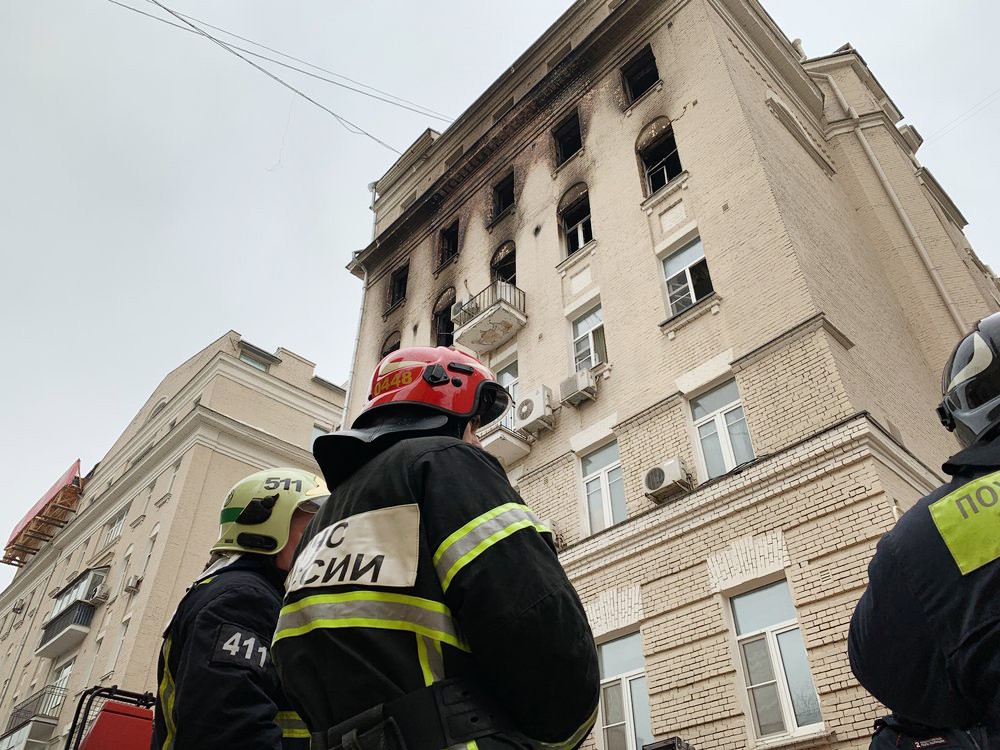 Последствия пожара в доме на Никитском бульваре