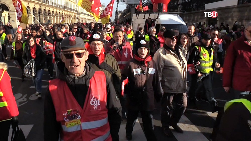 Митинг профсоюзов во Франции