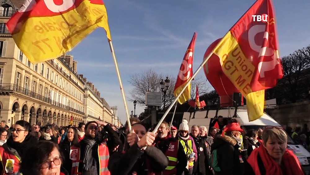 Митинг профсоюзов во Франции