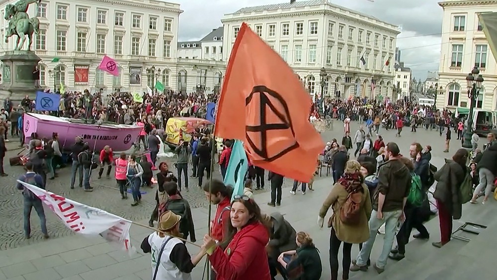 Митинг экоактивистов в Брюсселе