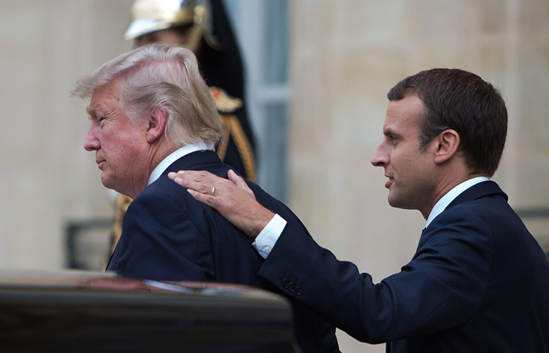 Президент США Дональд Трамп и президент Франции Эммануэль Макрон