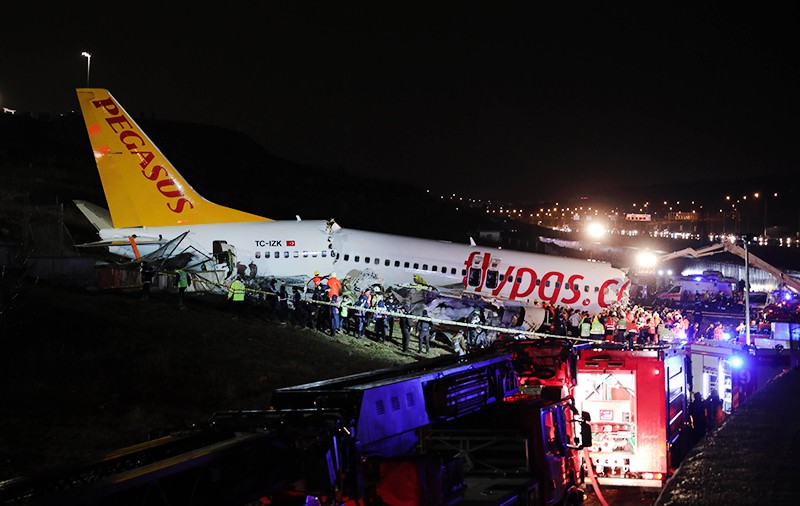 Последствия жесткой посадки самолёта авиакомпании Pegasus Airlines