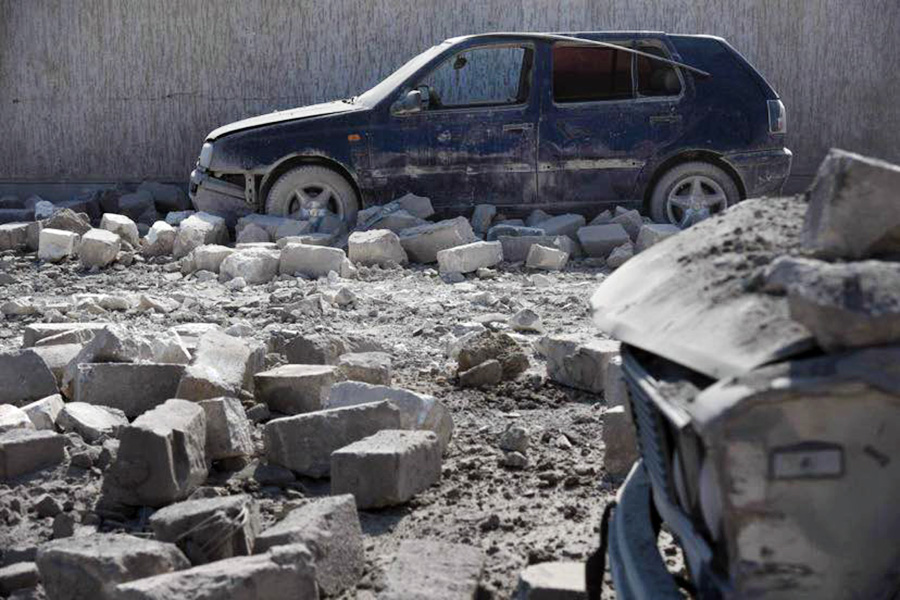 Последствия обстрела в зоне Нагорного Карабаха