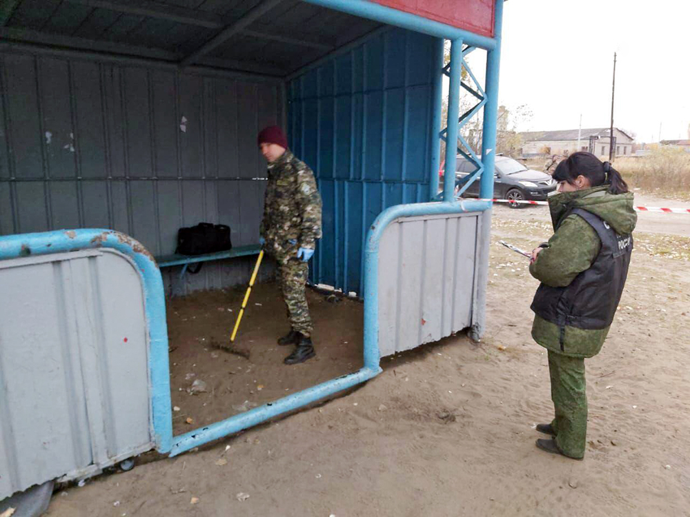 Место стрельбы на остановке в Нижегородской области