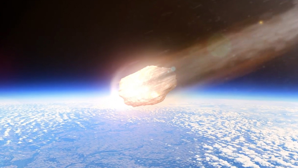 Астероид на фоне Земли