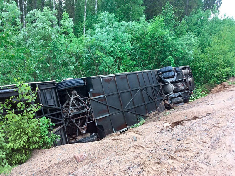 Последствие ДТП с участием автобуса