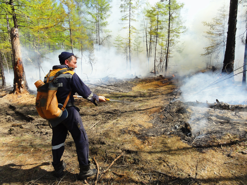 Тушение лесных пожаров в Якутске