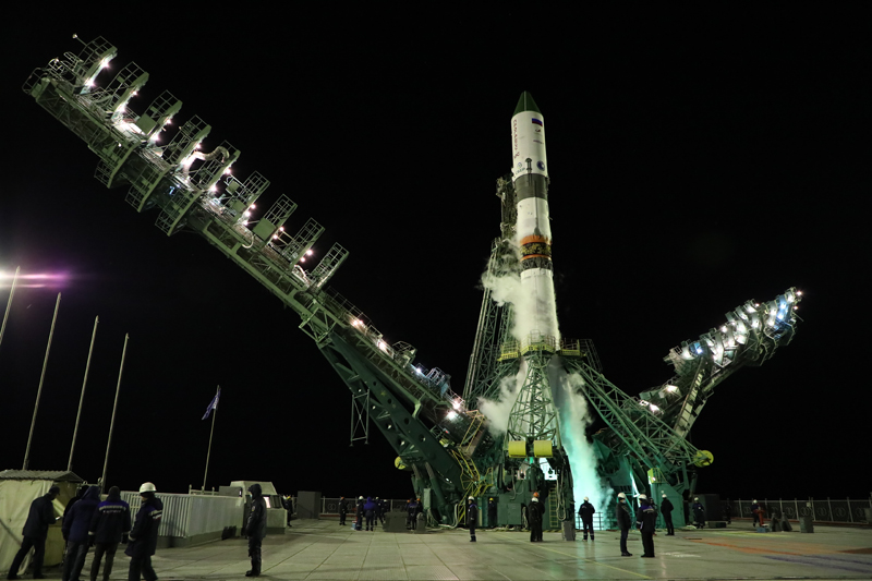 Подготовка к запуску ракеты-носителя "Союз-2.1а" с грузовым кораблем "Прогресс МС-18"