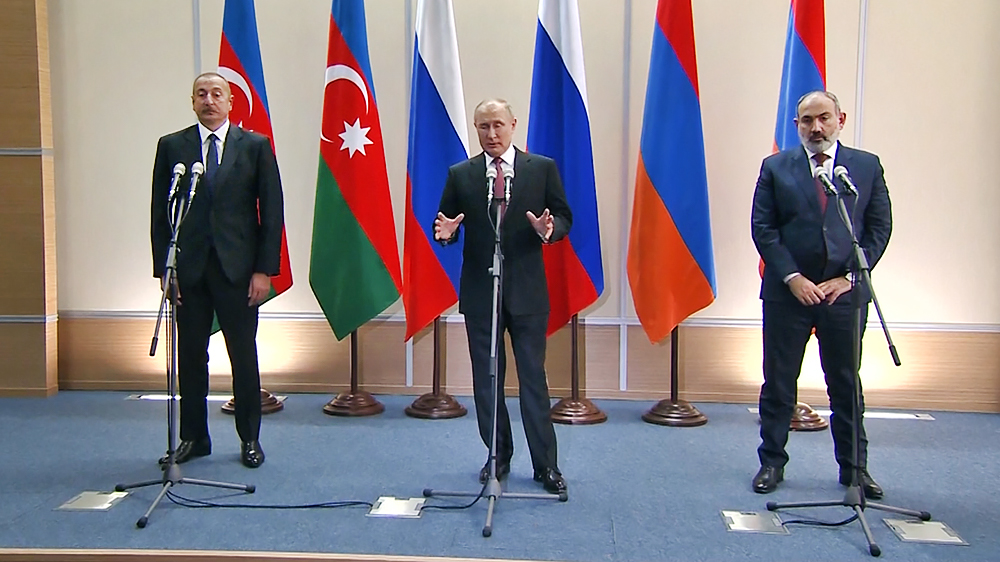 Владимир Путин, Никол Пашинян и Ильхам Алиев
