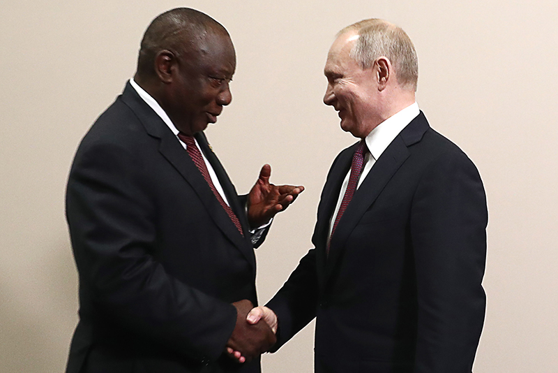 Президент ЮАР Сирил Рамафоза и Владимир Путин