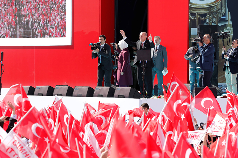 Президент Турции Реджеп Тайип Эрдоган на митинге 