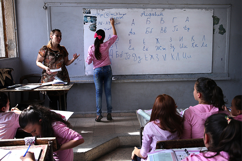 Урок русского языка в сирийской школе