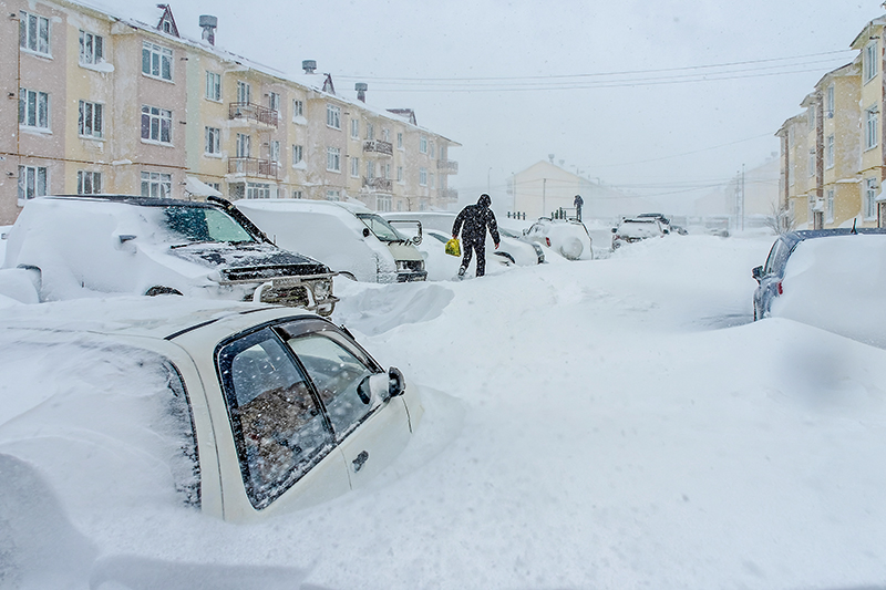 Снежный циклон на Сахалине