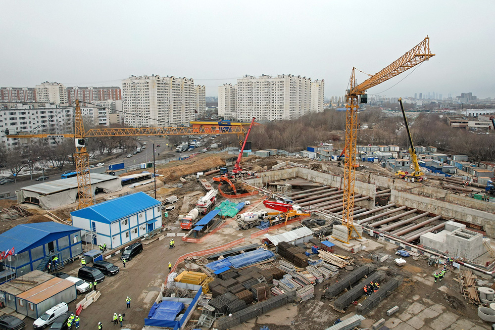 Строительство станции БКЛ "Печатники"