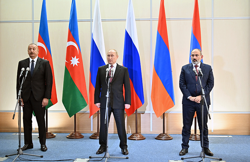 Ильхам Алиев, Владимир Путин и Никол Пашинян