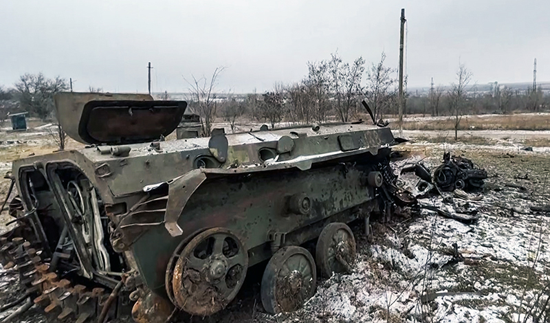 Соледар. Военная техника, уничтоженная в результате боевых действий 