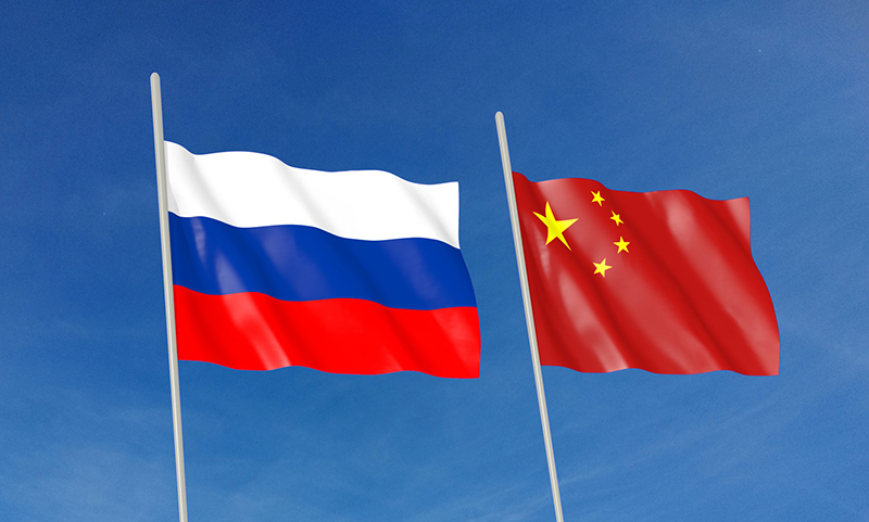 Флаг России и Китая
