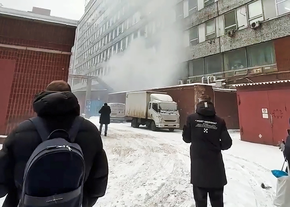 Пожар в здани телеканала "Спас"