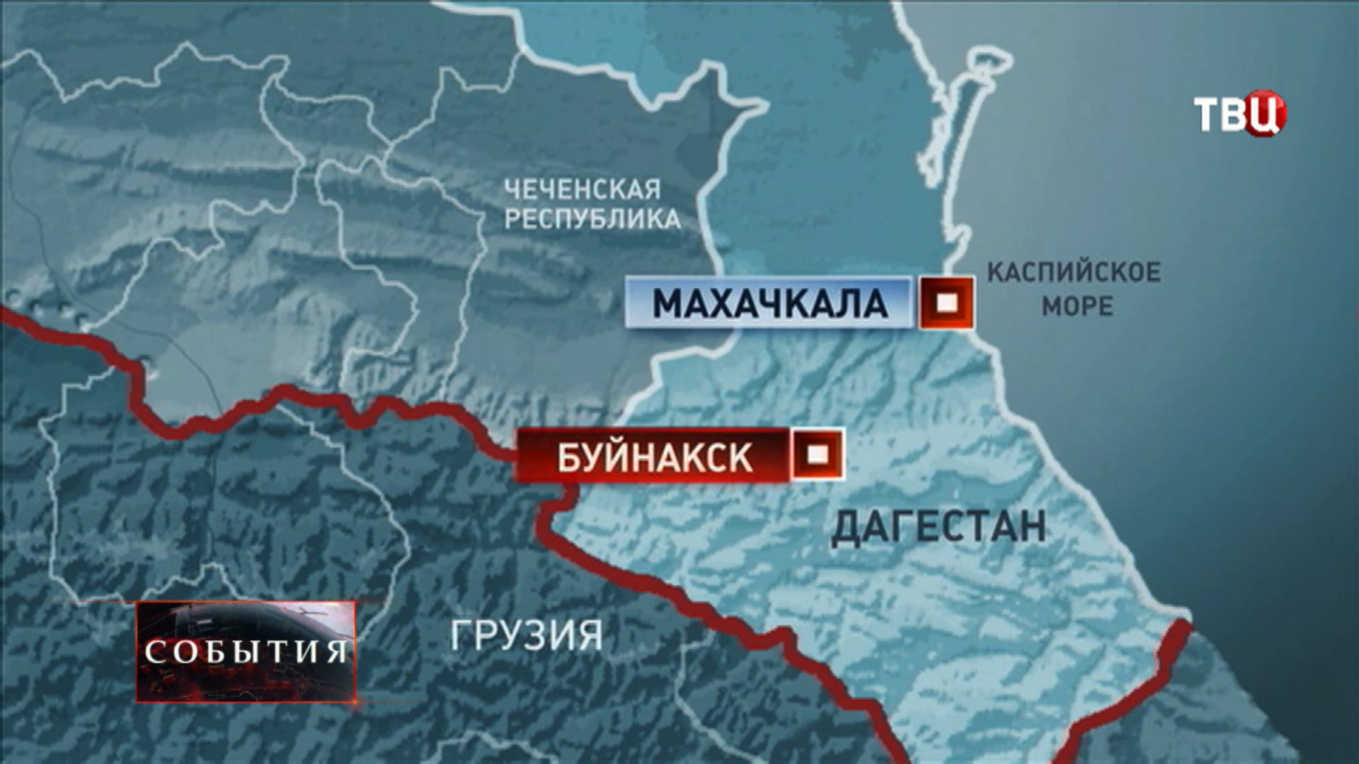 Буйнакск на карте Дагестана